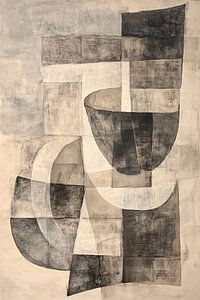 Minimalistisch abstract zwart-wit kunstwerk