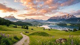 Alpine Meadow at Sunset by Markus Gann