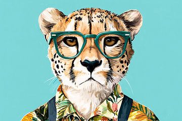 Stijlvolle cheeta met bril van Art & Soul Creations