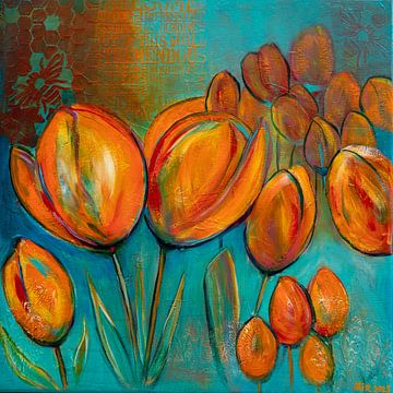 Tulipes d'Amsterdam 1 sur Schilderij van Mirjam