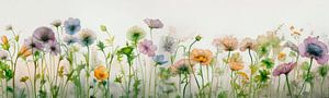 Gelassenes Panoramagemälde mit einer Blumenbordüre