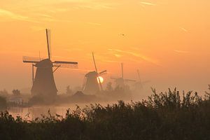 Een prachtige morgen bij Kinderdijk en zijn molens van Dirk van Egmond