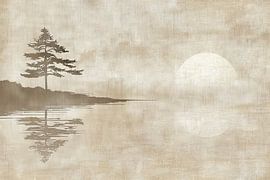 Sepia landscape painting | Sepia Serenity by Modern Collection