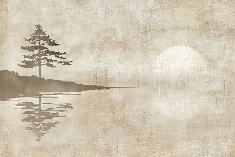 Sepia Landschaftsmalerei | Sepia Serenity von Moderne Kollektion