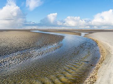 Slenk through the drained Wadden Sea near Terschelling by Jan Huneman