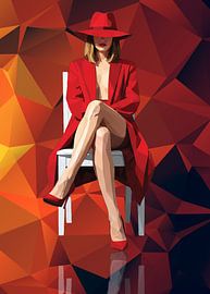 Frau in Rot Low Poly von Low Profile