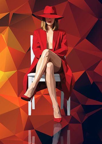 Frau in Rot Low Poly