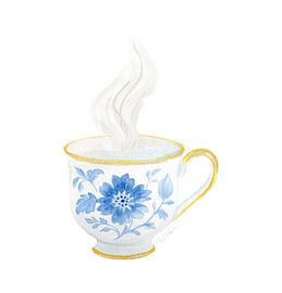 Blaue Porzellan-Teetasse – Porzellan mit weißem Untergrund von Piret Victoria Ribas Art & Photography