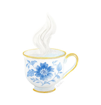 Blaue Porzellan-Teetasse – Porzellan mit weißem Untergrund