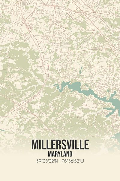Vintage map of Millersville (Maryland), USA. by Prints of Place