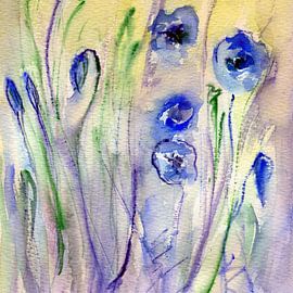 Papaver in het blauw van Claudia Gründler