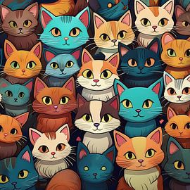 Lots of colourful cats