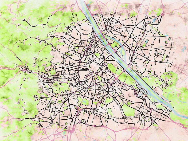 Map of Wenen with the style 'Soothing Spring' by Maporia