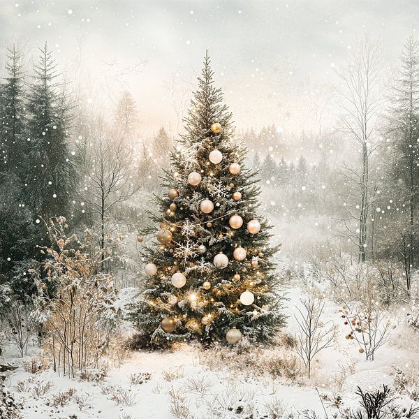 Winter Christmas atmosphere in the Forest by Your unique art