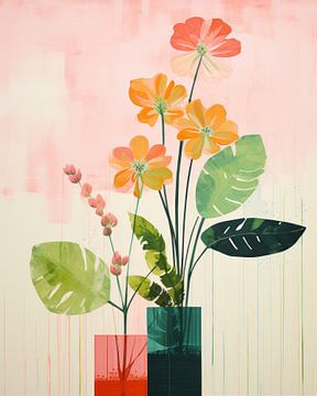 Collage coloré et joyeux avec des fleurs sur Studio Allee