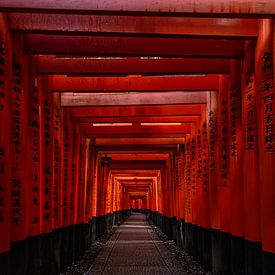 Mystieke Torii Poorten bij Zonsopkomst – Spirituele Stilte in Japan van Michael Bollen