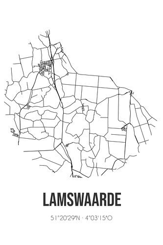 Lamswaarde (Zeeland) | Landkaart | Zwart-wit