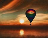 Vol en montgolfière au-dessus de la mer au coucher du soleil par Jan Keteleer Aperçu