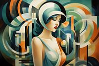 Abstract art deco style with a beautiful woman