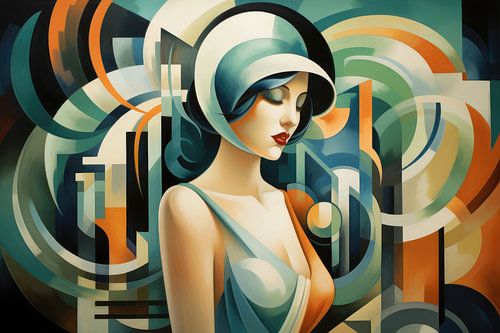 Abstract art deco style with a beautiful woman