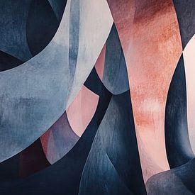 Couleurs ondulées | Bleu Rose Abstrait sur Collection Moderne