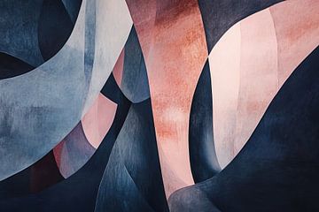 Gewellte Farben | Blau Rosa Abstrakt