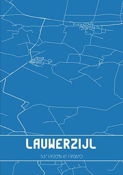 Blauwdruk | Landkaart | Lauwerzijl (Groningen) van Rezona