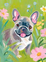 Die harte Schnauze in den Blumen
