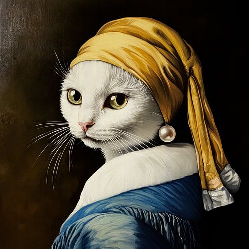 Le chat à la boucle d'oreille en perle