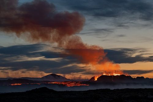 Eruptie van de Litli Hrutur op IJsland