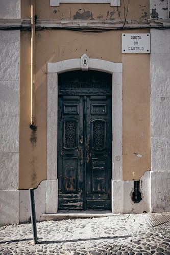 Front door of building in Lisbon, Portugal