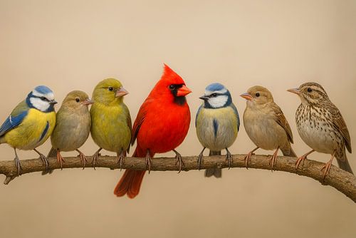 Colour Choir on a Branch - La parade des oiseaux
