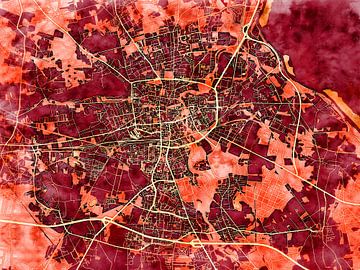 Kaart van Cottbus in de stijl 'Amber Autumn' van Maporia
