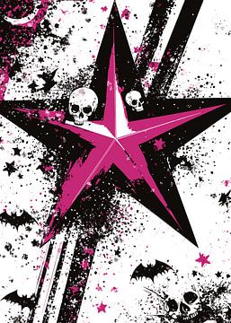 Punkster met schedels en vleermuizen van Pixelbull Design