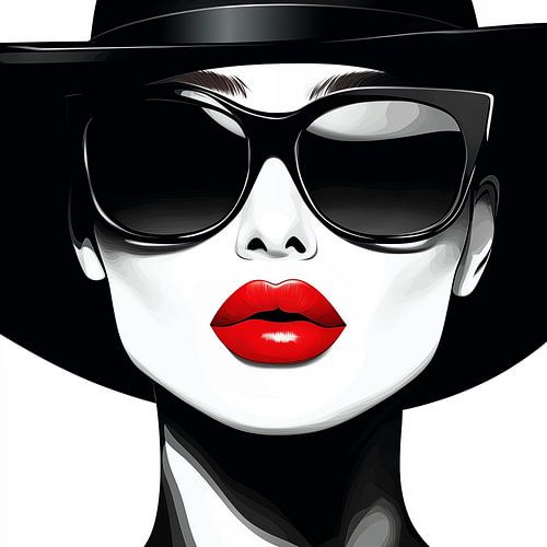 Zwart wit portret met een touch of red