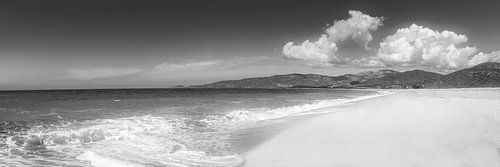 Caribisch strand op het eiland Corsica. Zwart-wit beeld.