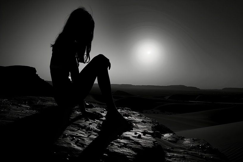 sober portrait in landscape in black and white by Egon Zitter