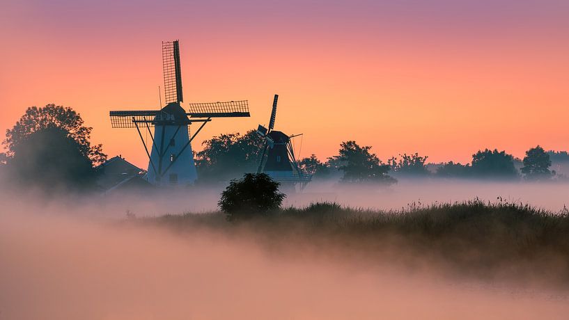 Lever du soleil, Ten Boer, Groningen, Pays-Bas par Henk Meijer Photography