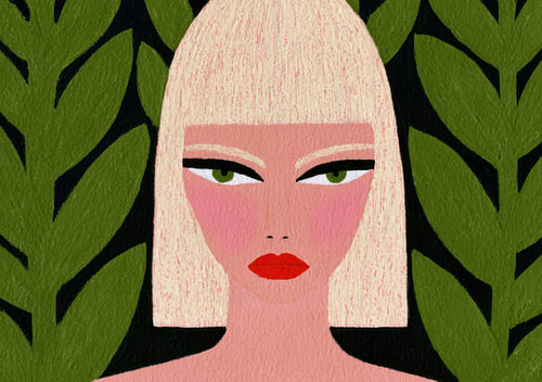 Chic & Nature – A modern portrait of a woman with green foliage