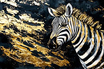 Zebra portret met goudaccenten van Imperial Art House