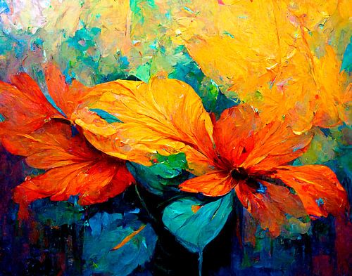 Abstract colorful flowers on a summer day