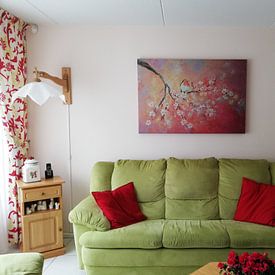 Customer photo: spring blossom with robin by Els Fonteine, on canvas