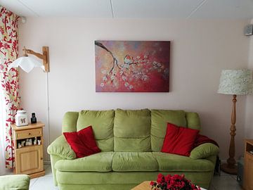 Photo de nos clients: fleur de printemps avec le rouge-gorge
