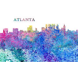 Atlanta Georgia Skyline Silhouette Impressionistic Splash by Markus Bleichner