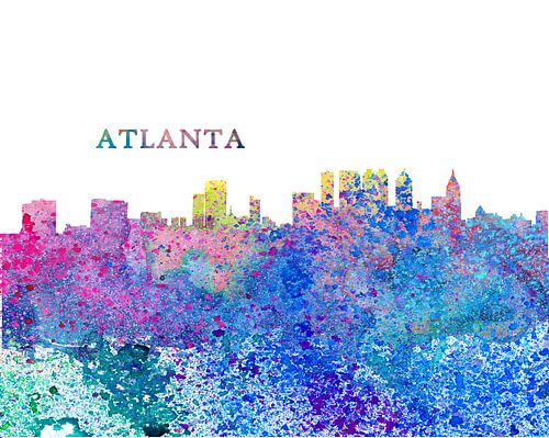 Atlanta Georgia Skyline Silhouette Impressionistic Splash