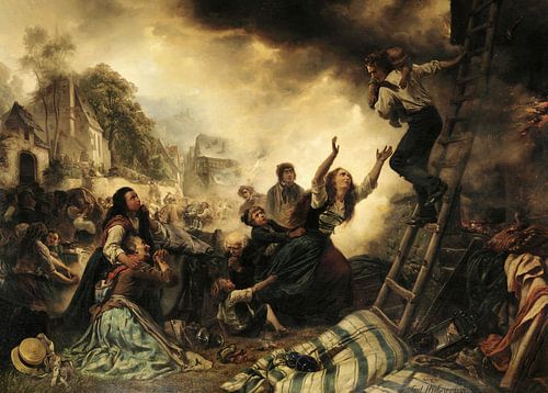 Carl Wilhelm Hubner,Le village en feu