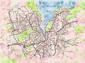 Karte von Flensburg im stil 'Soothing Spring' von Maporia Miniaturansicht