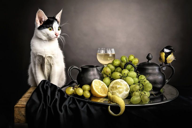 Stilleven witte wijn van Marjolein van Middelkoop