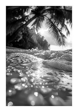 Close-up of a waxed surfboard surface with water droplets by Felix Brönnimann