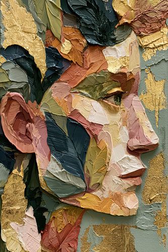 Flora’s Droom – Kleurrijk Impasto Portret